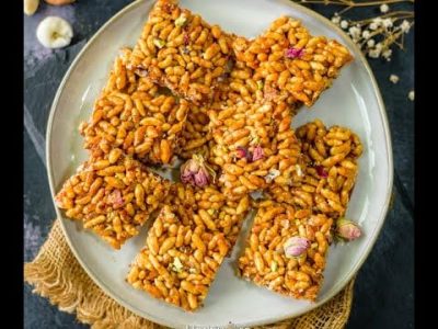 Homemade village Puffed Rice Cake with Organic Jaggery / Healthy & Fresh Pure Natural Jaggery Puffed Rice Cake | Murmurala Chikki | Mamra Chikki | Sweet kurmura cake
