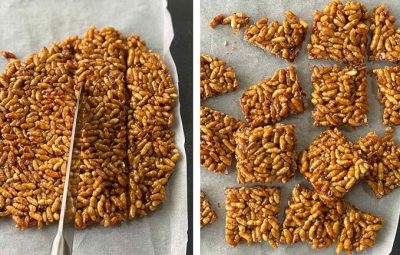 Homemade village Puffed Rice Cake with Organic Jaggery / Healthy & Fresh Pure Natural Jaggery Puffed Rice Cake | Murmurala Chikki | Mamra Chikki | Sweet kurmura cake - Image 4