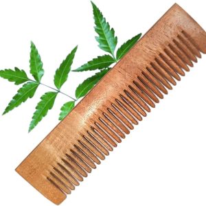 Neem wooden Pocket Comb hair growth | Kacchi herb treated neem wood comb for men women | Wide tooth Hair comb for Men & Women (2Pis)
