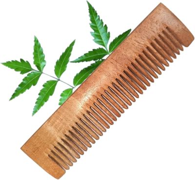 Neem wooden Pocket Comb hair growth | Kacchi herb treated neem wood comb for men women | Wide tooth Hair comb for Men & Women (2Pis)